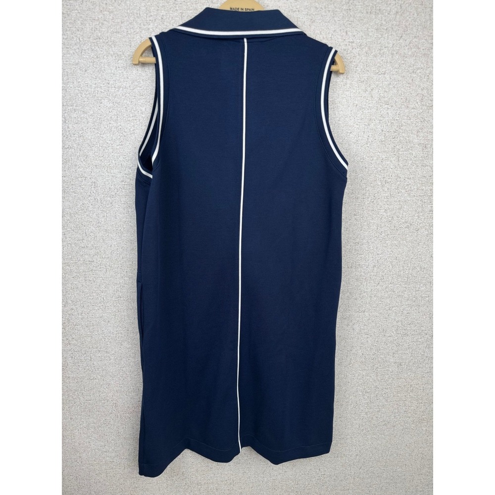 SPANX AirPique Sleeveless Polo Dress S Navy Golf Tennis Athleisure Pockets NWT - Picture 3 of 7